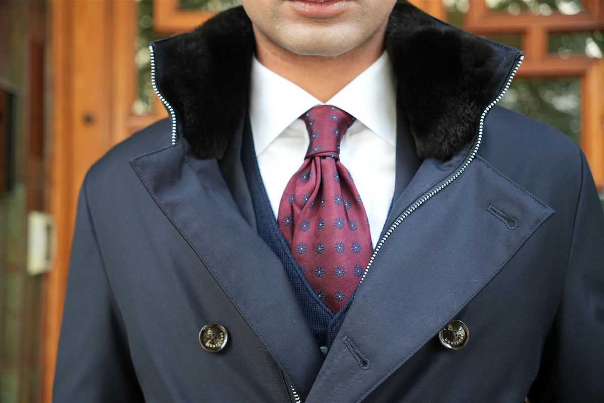 Double Breasted Down Jacket - Navy