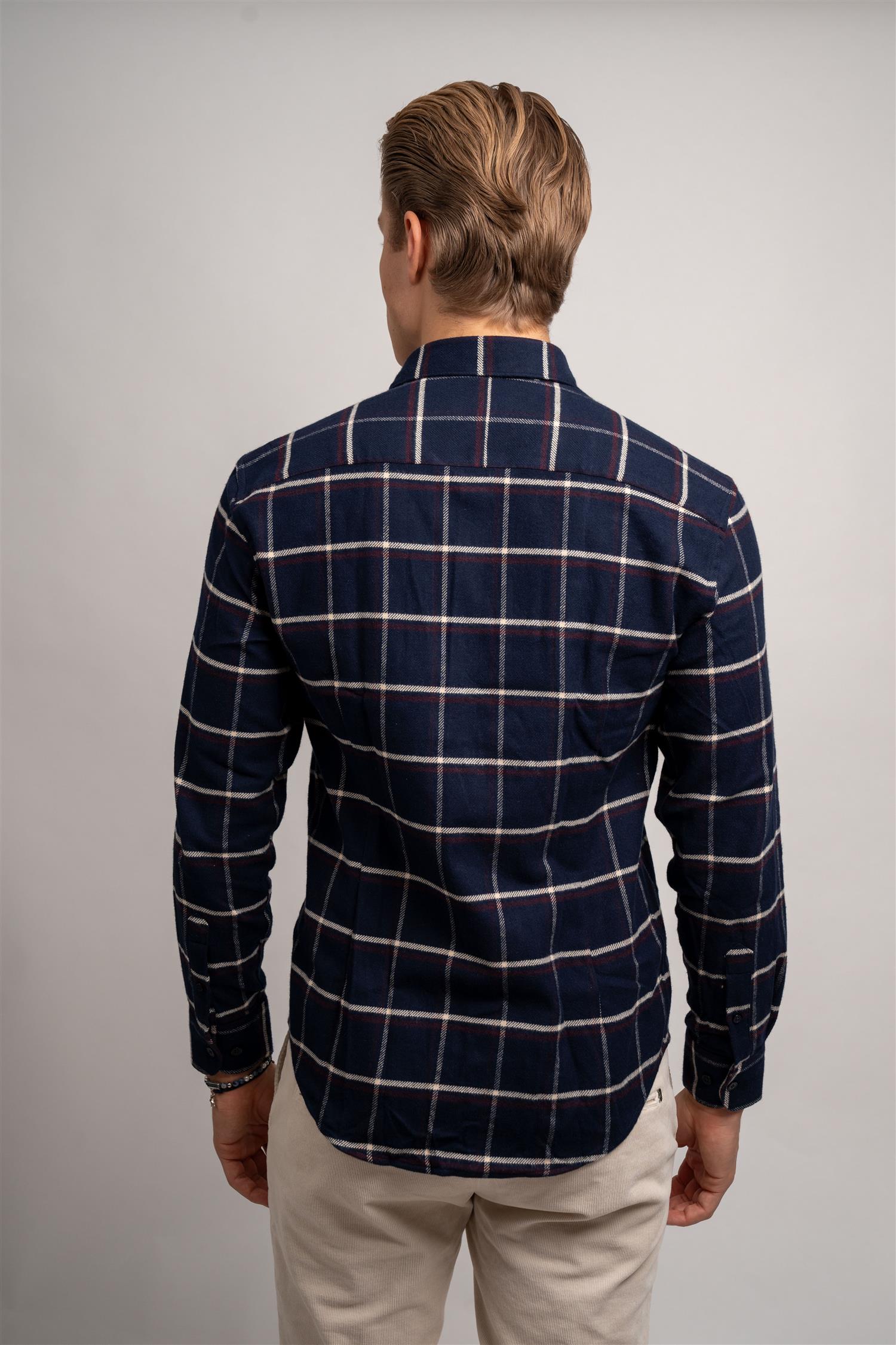 Check Heavy Flannel Shirt - Navy