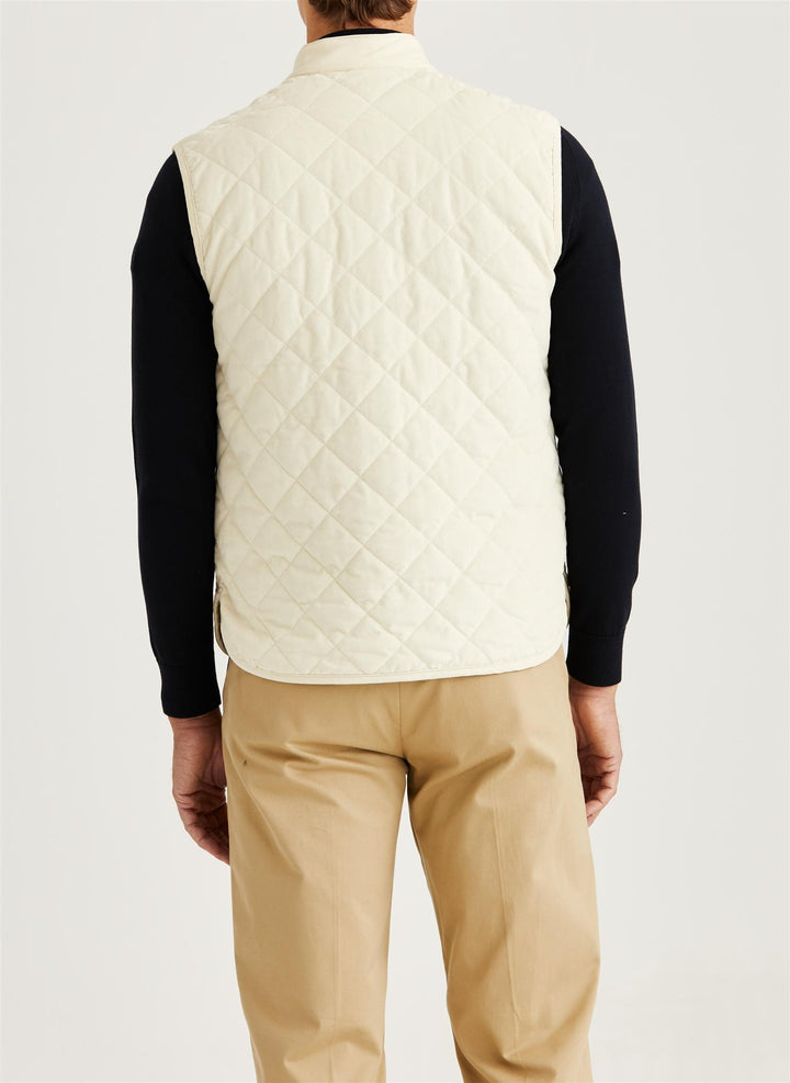 Teddy Quilted Cord Vest - Khaki