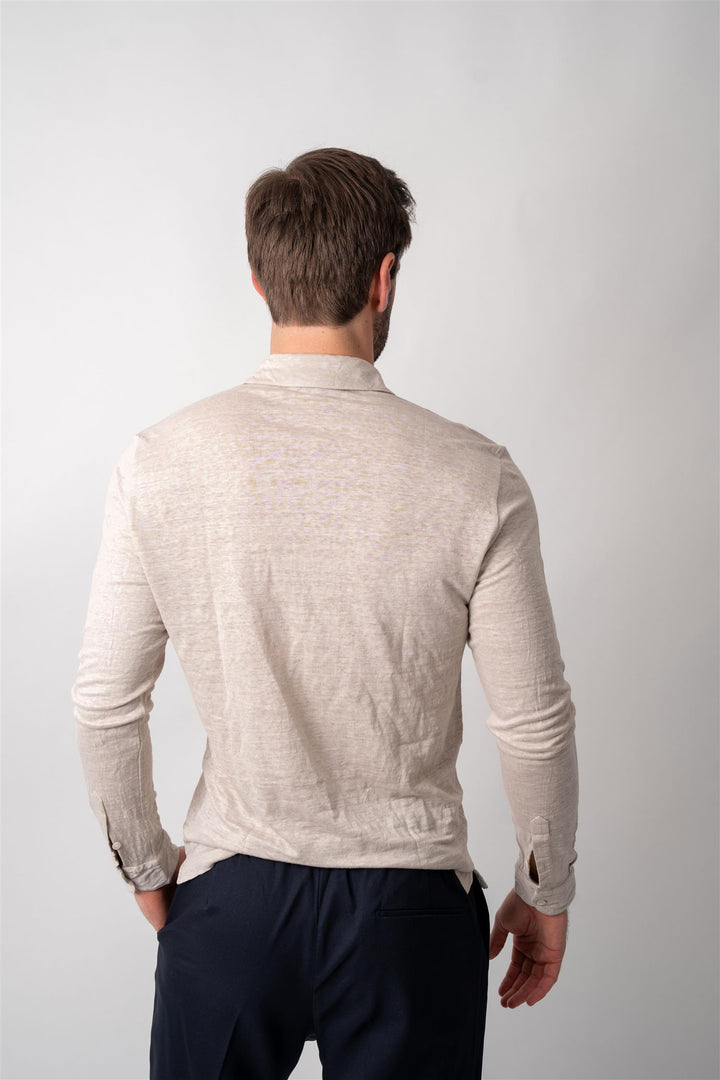 Polo Long Sleeve Linen - Beige