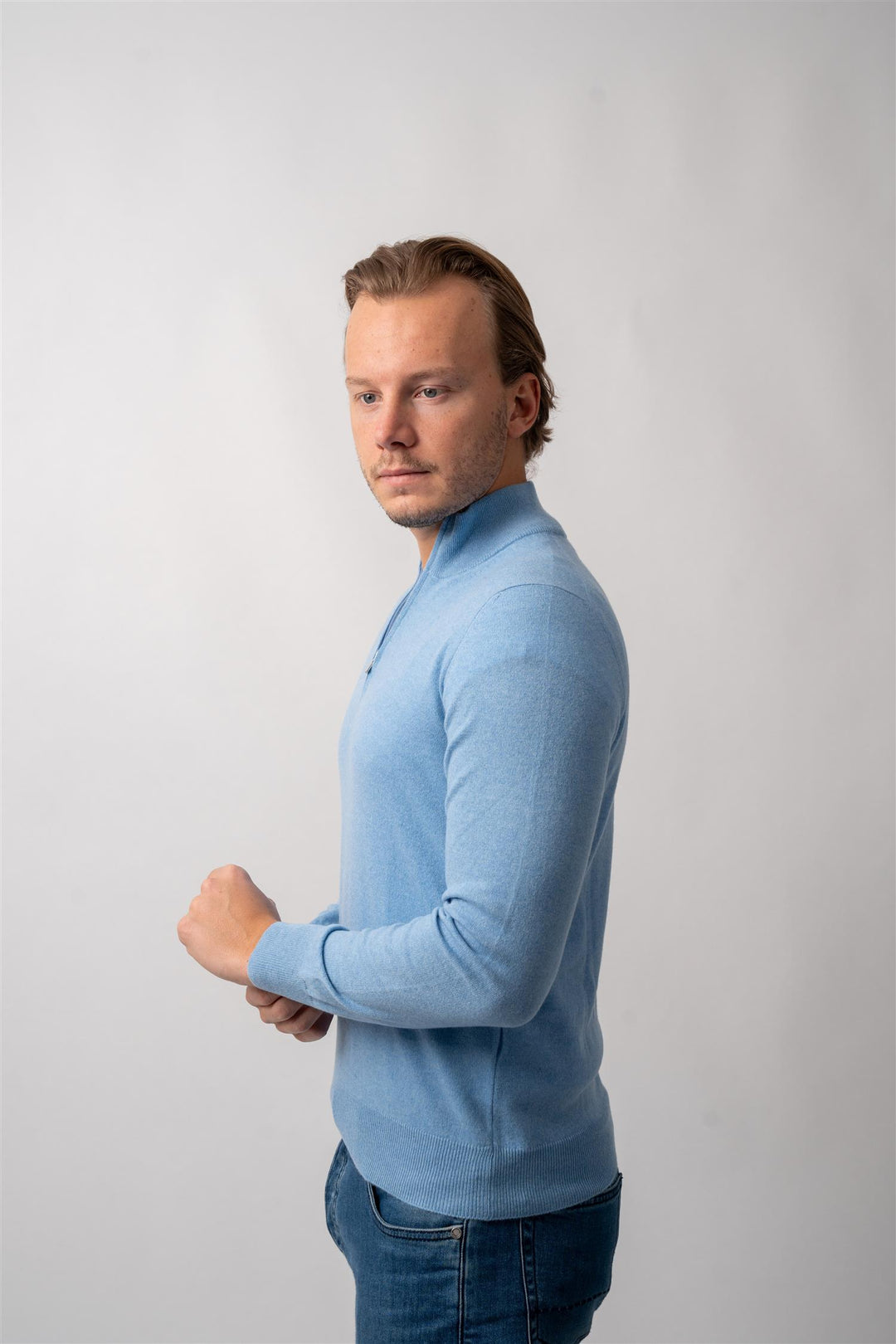 Half Zip - Cashmere - Light Blue