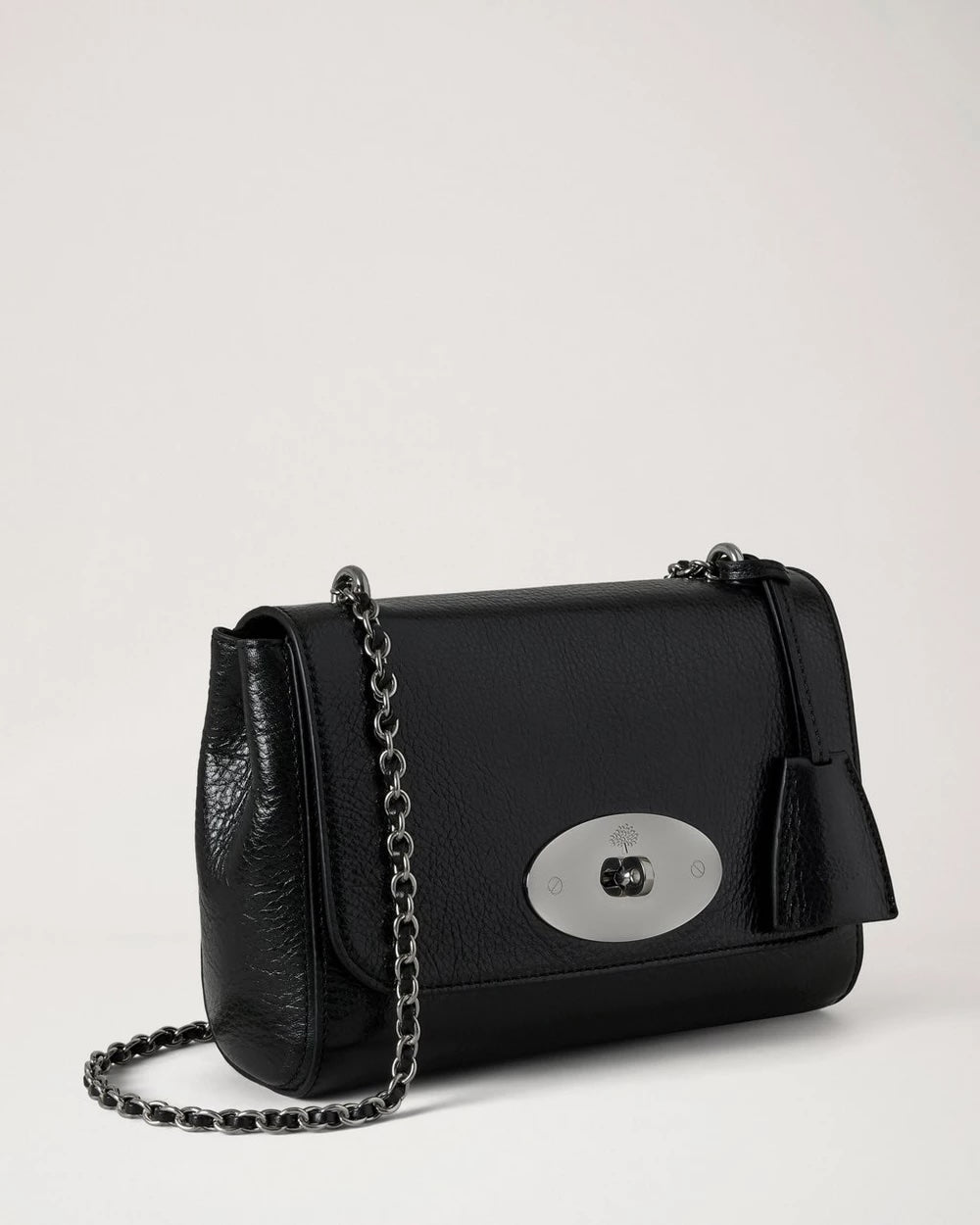 Lily High Shine Leather Black Silver