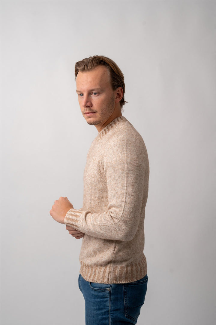 Crew Neck Cashmere Mix - Beige