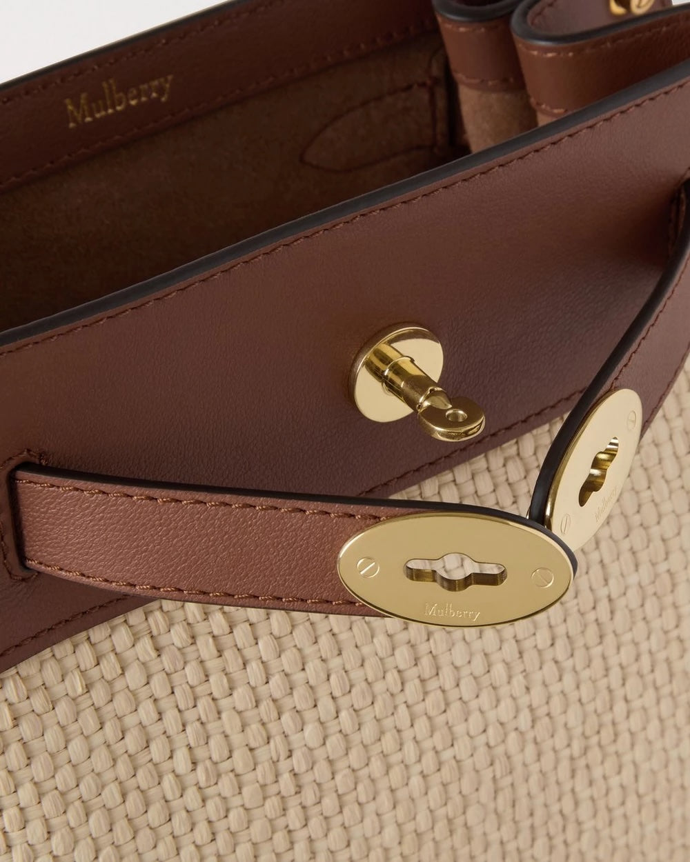 Islington Bucket Raffia & Leather Ecru-Bright Oak
