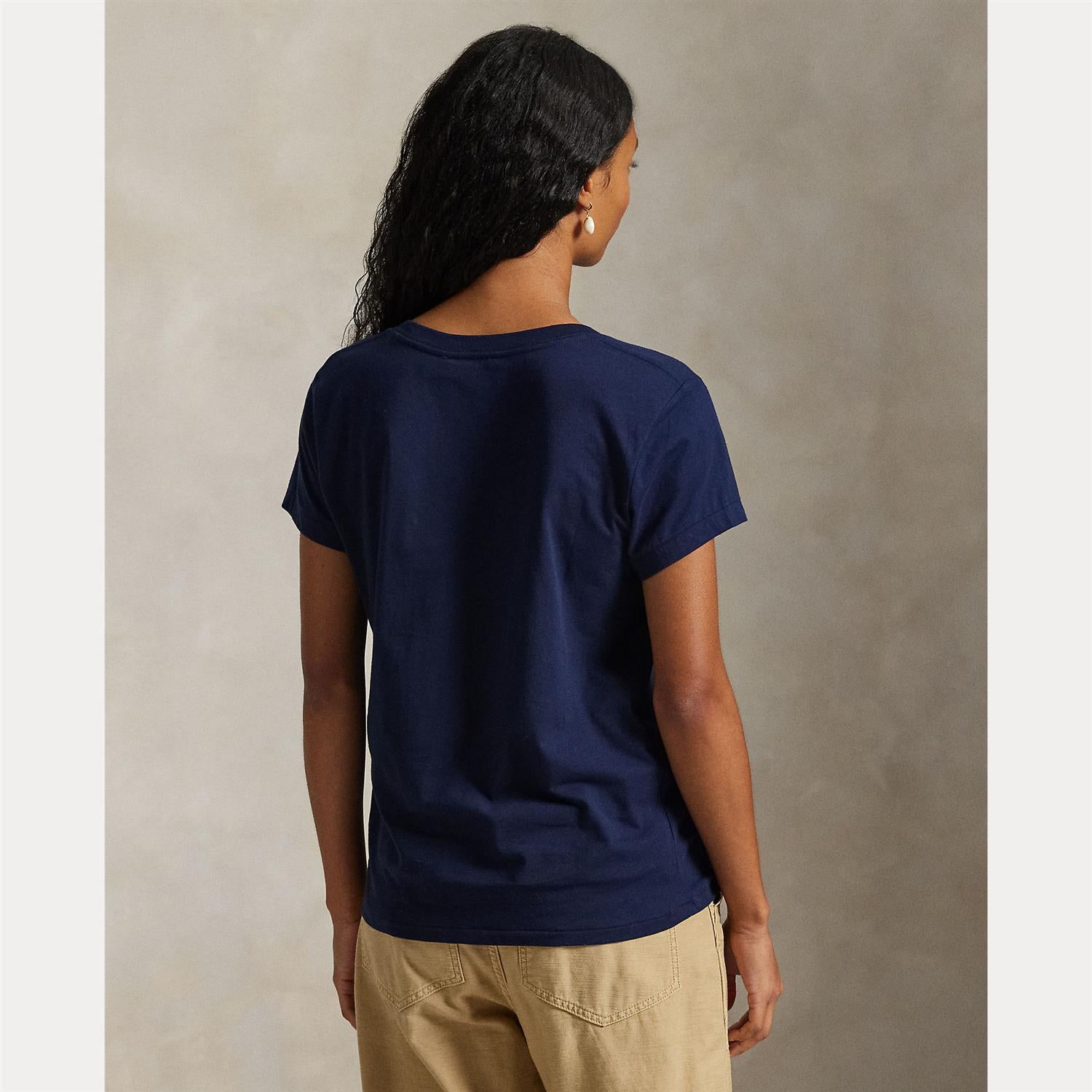 Cotton Jersey V-Neck Tee Navy