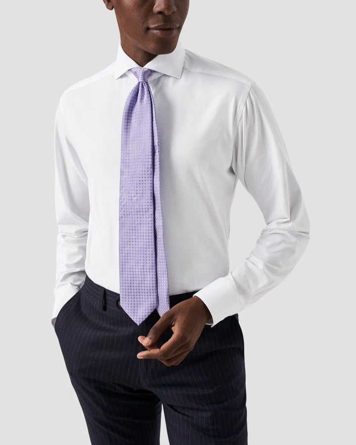 White Cotton Four-Way Stretch Shirt Slim