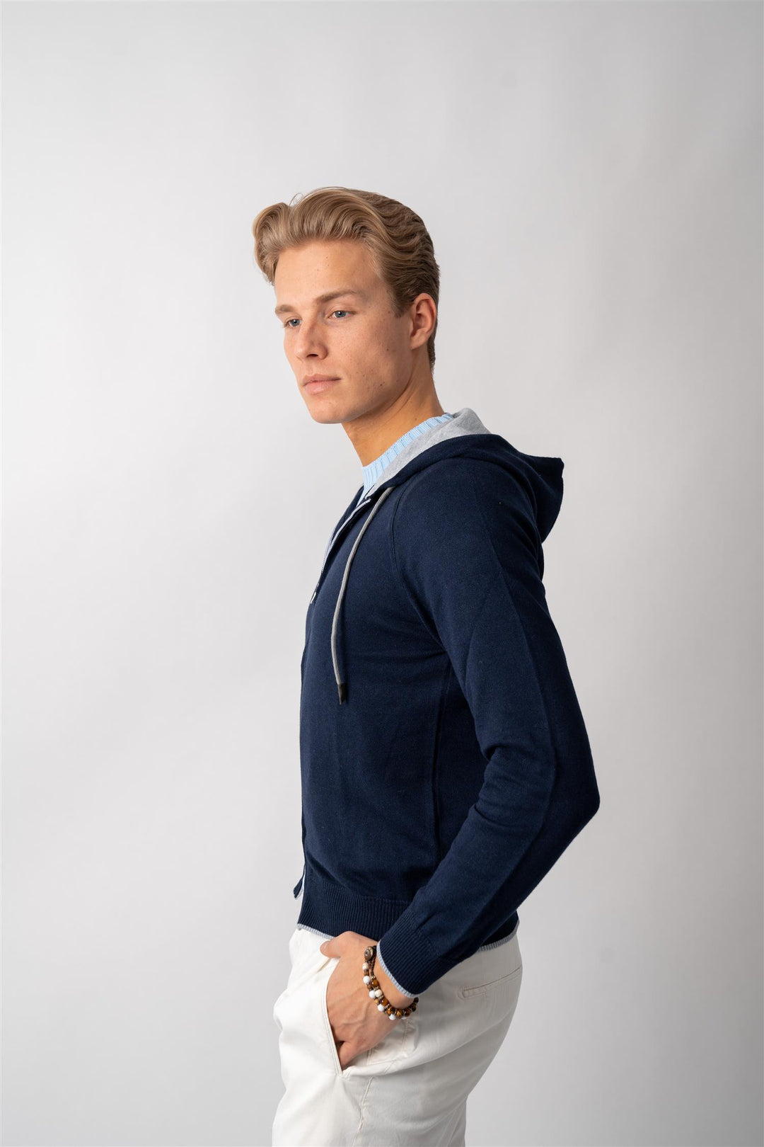 Cashmere / Cotton Hoodie - Navy