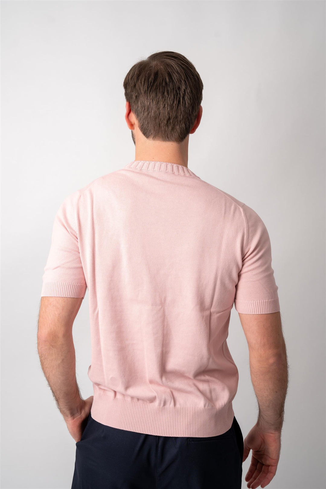 Knitted Cotton T-shirt - Pink