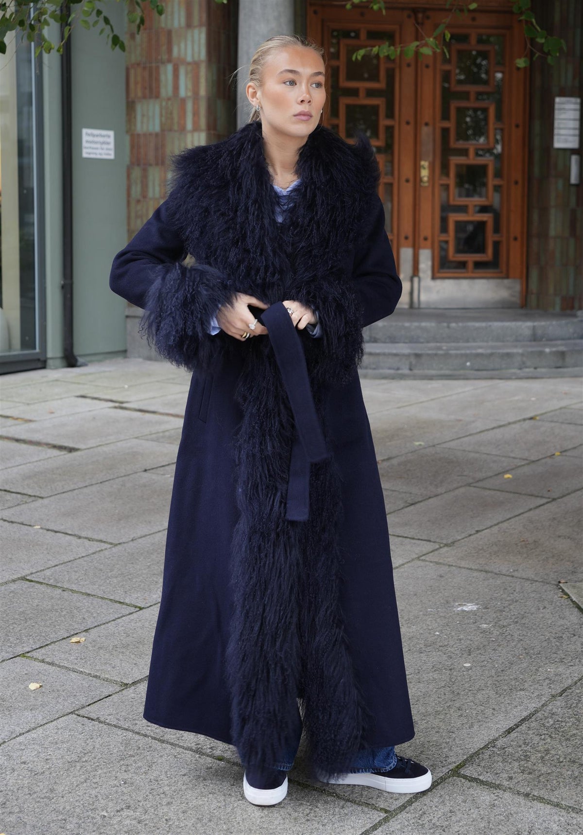 Lola Mongolian Coat - Navy