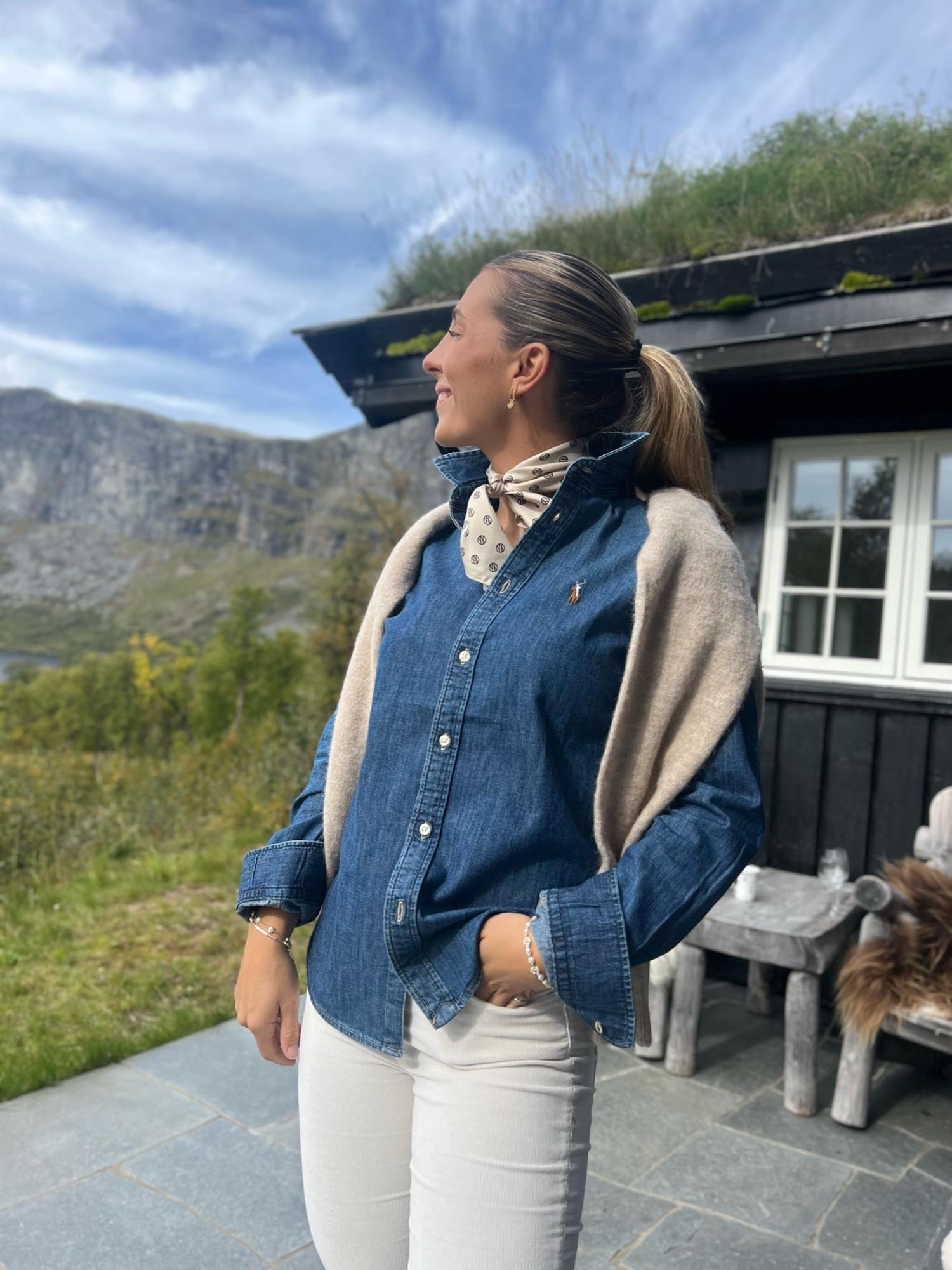 Denim Long Sleeve Button Front Shirt