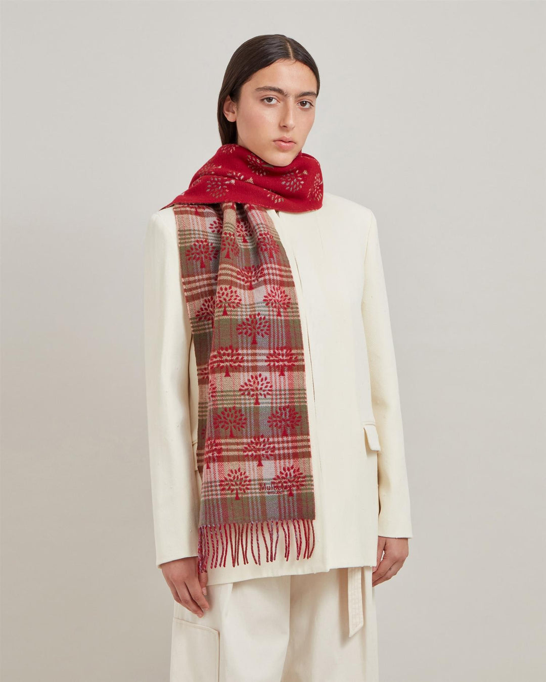 Mulberry Heritage Check & Tree Scarf 200x30