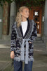Long Fringed Paisley Jacket - Navy