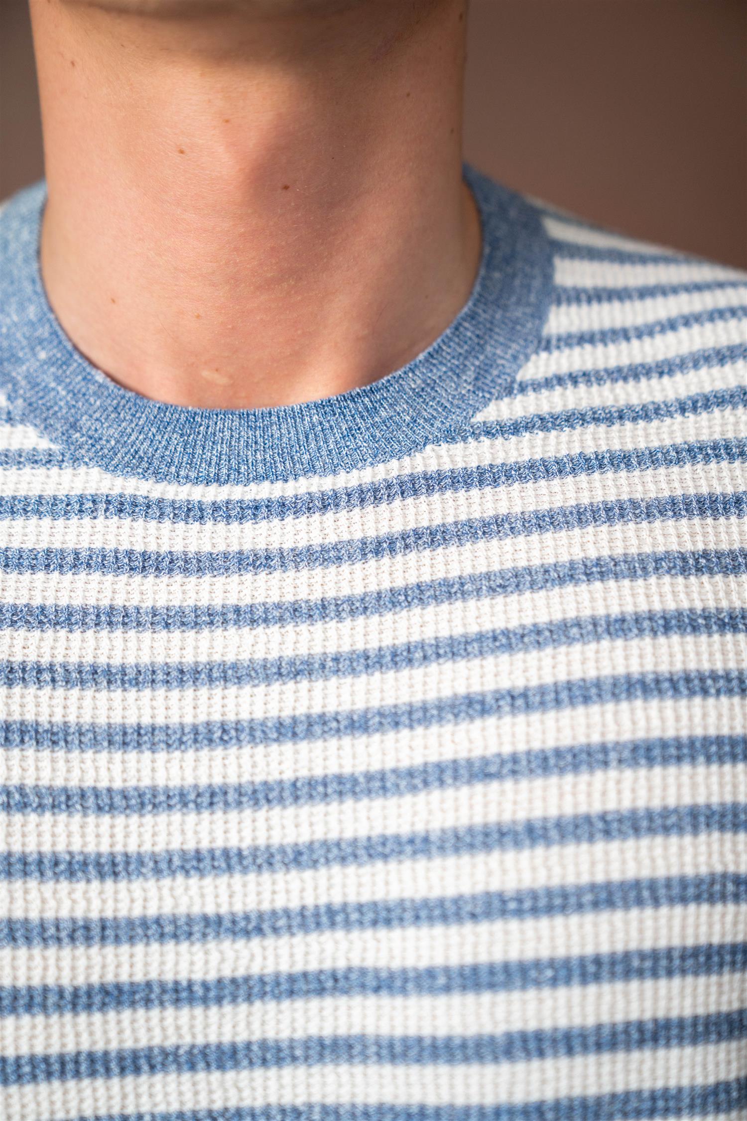 Striped T-shirt - Lyseblå