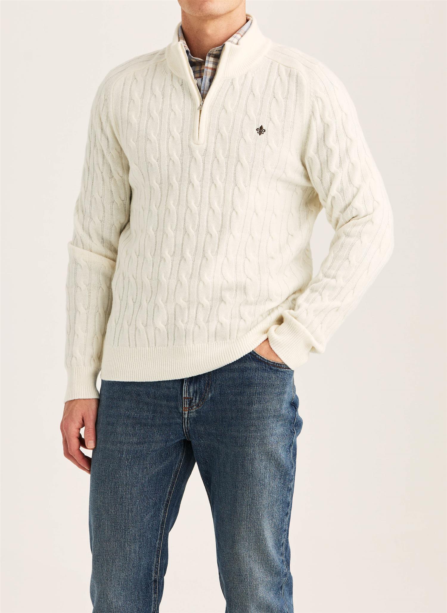 Hertford Cable Half Zip - Off White