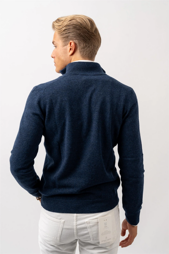 Half Zip Wool-Cashmere - Navy