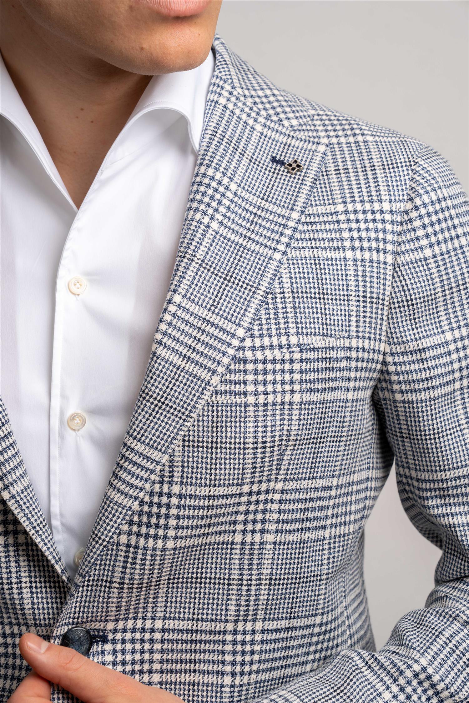 Blazer Linen - Mørkeblå ruter