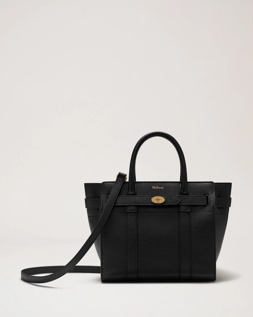 Mini Zipped Bayswater - Black Small Classic Grain