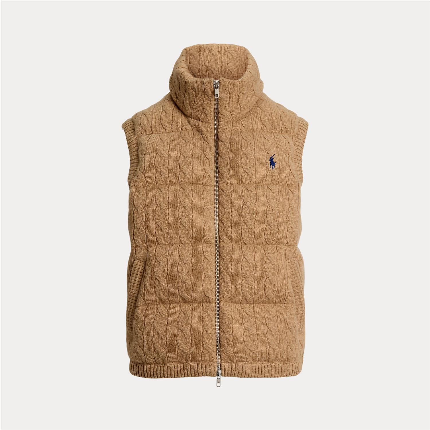 Cable Knit Wool Cashmere Quilted Vest