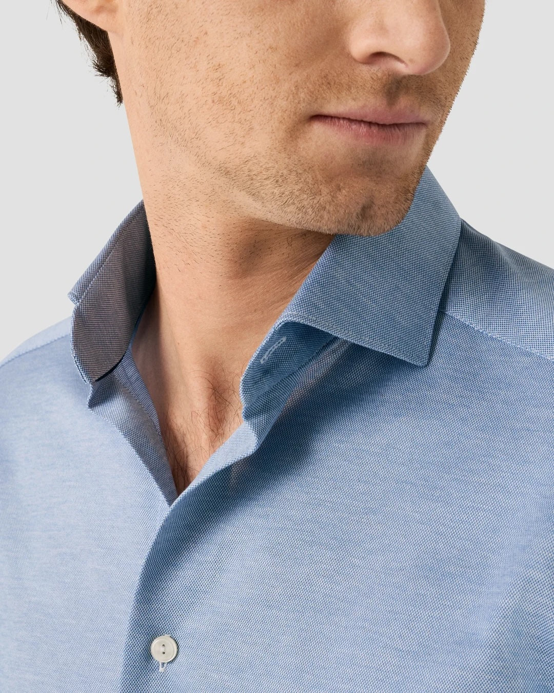 Filo di Scozia Knit Shirt - Light Blue
