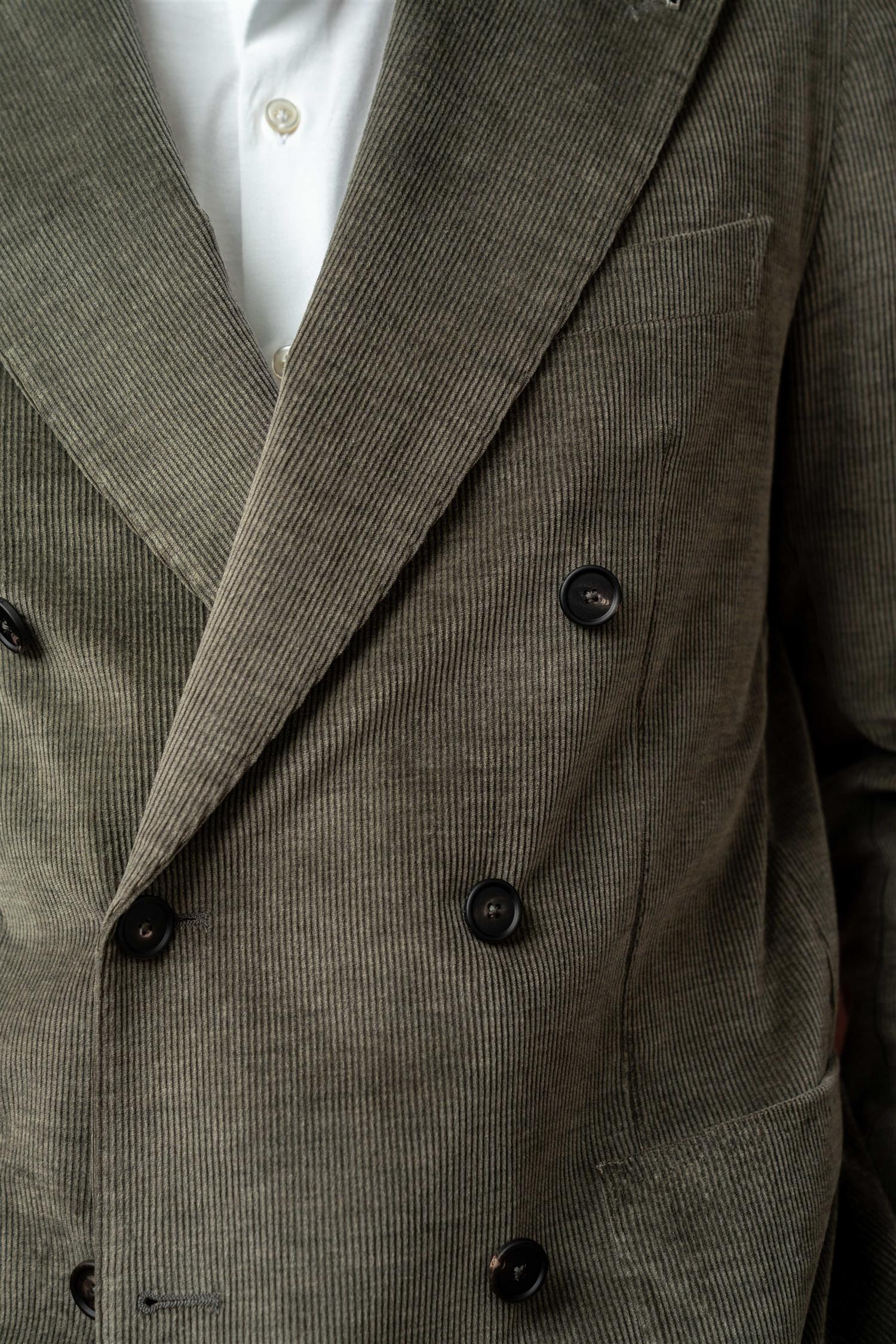 Double Breasted Cord Jacket - Green