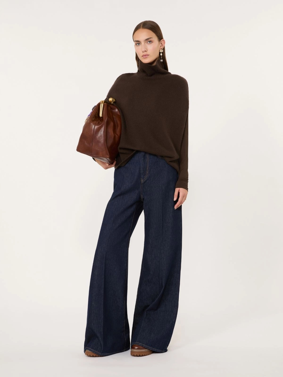 Cashmere Poncho - Brown