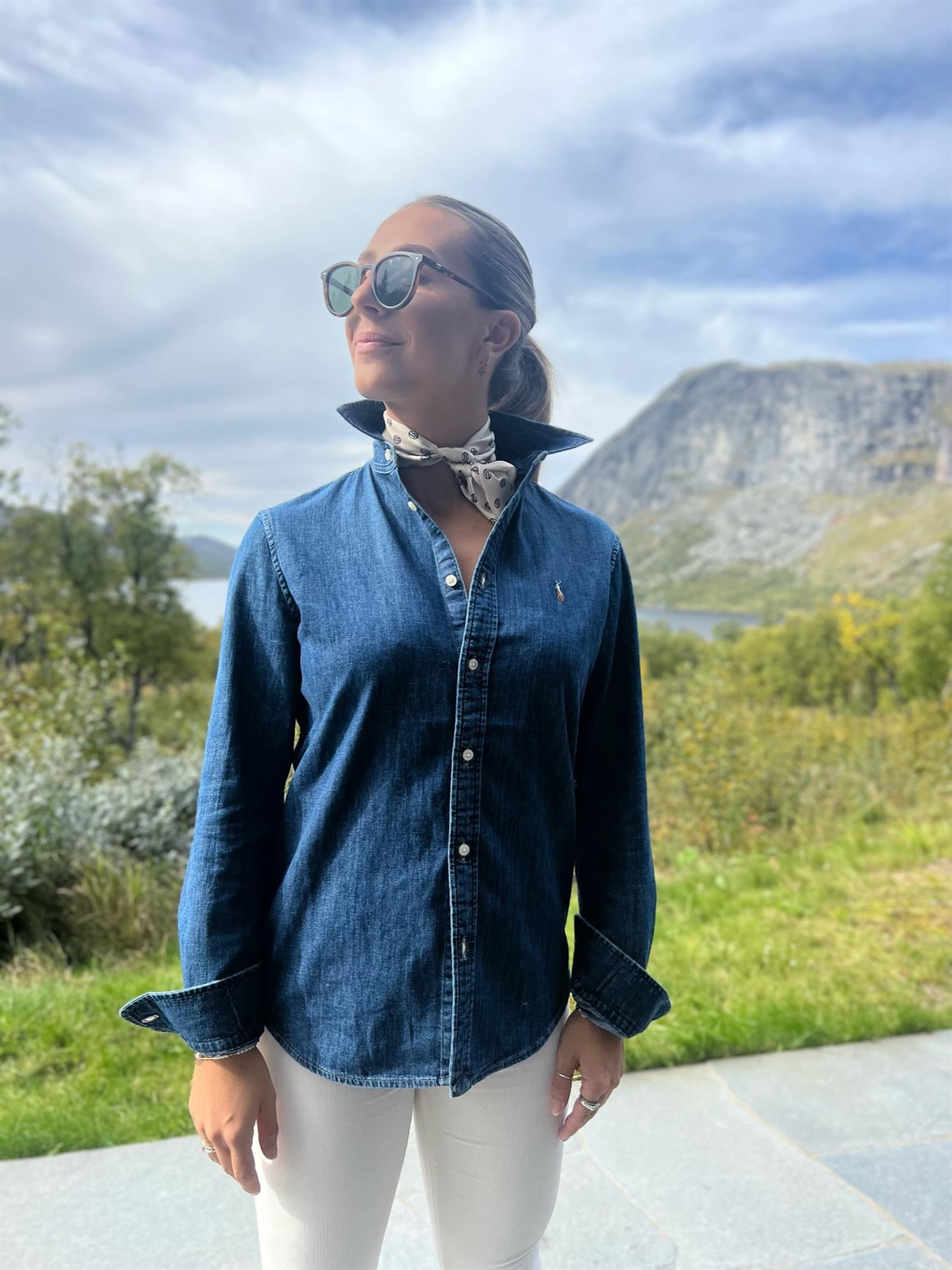 Denim Long Sleeve Button Front Shirt