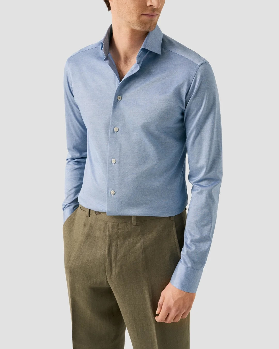 Filo di Scozia Knit Shirt - Light Blue