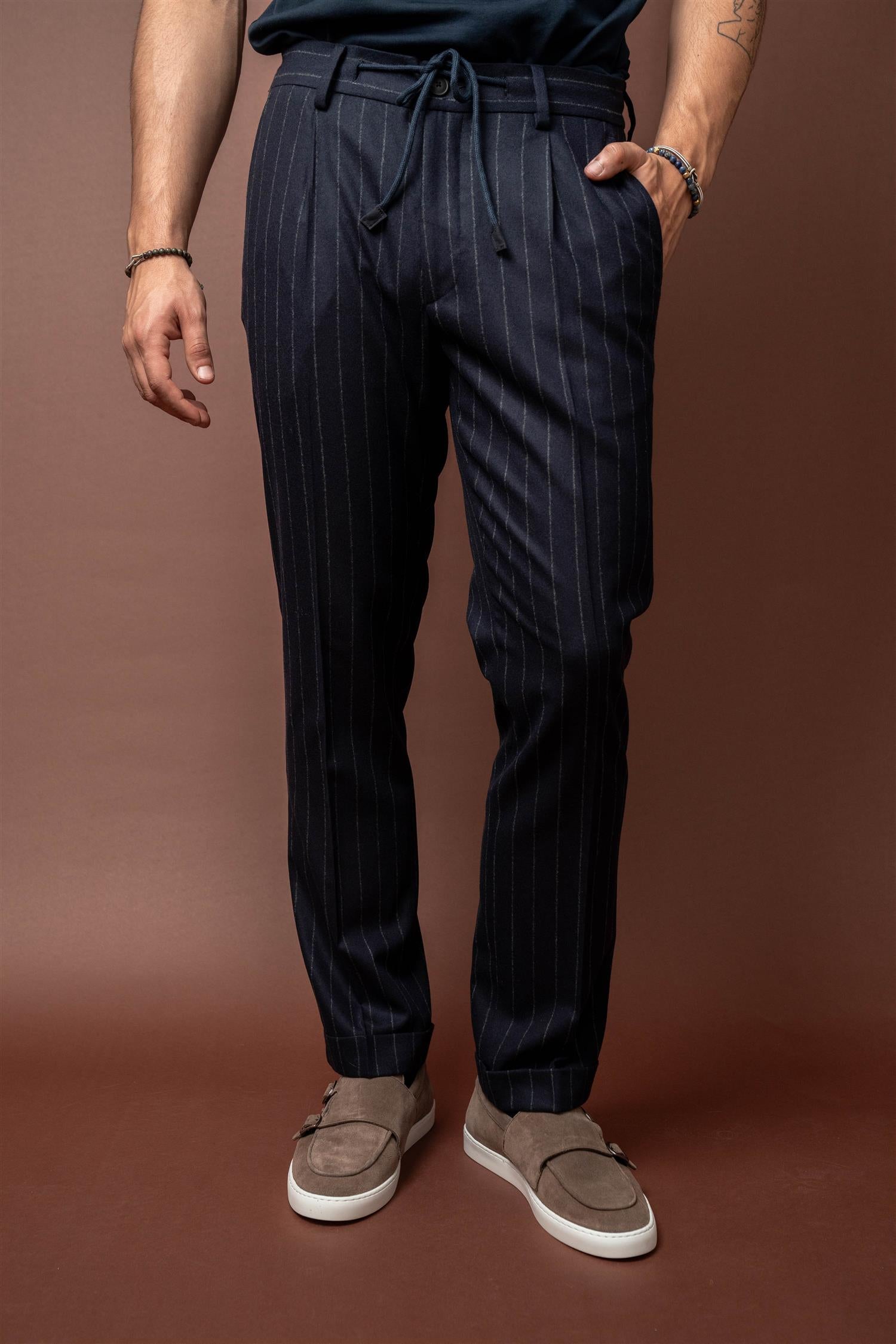 Pintstripe Trouser - Navy