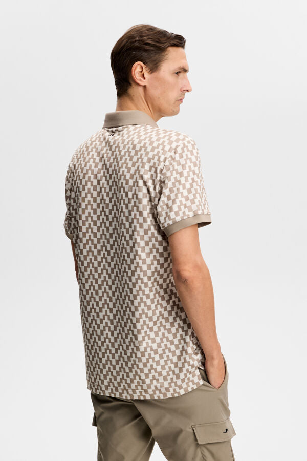 Tour Tech Print Polo- Bridge Stack Brindle