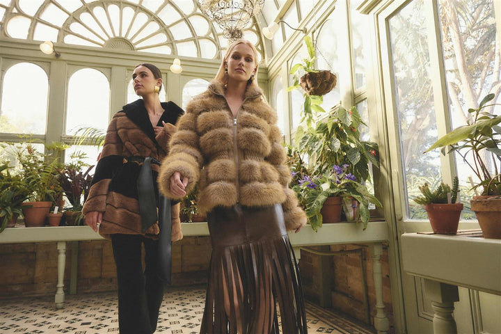 Aisling Faux Fur and Leather Jacket Taupe