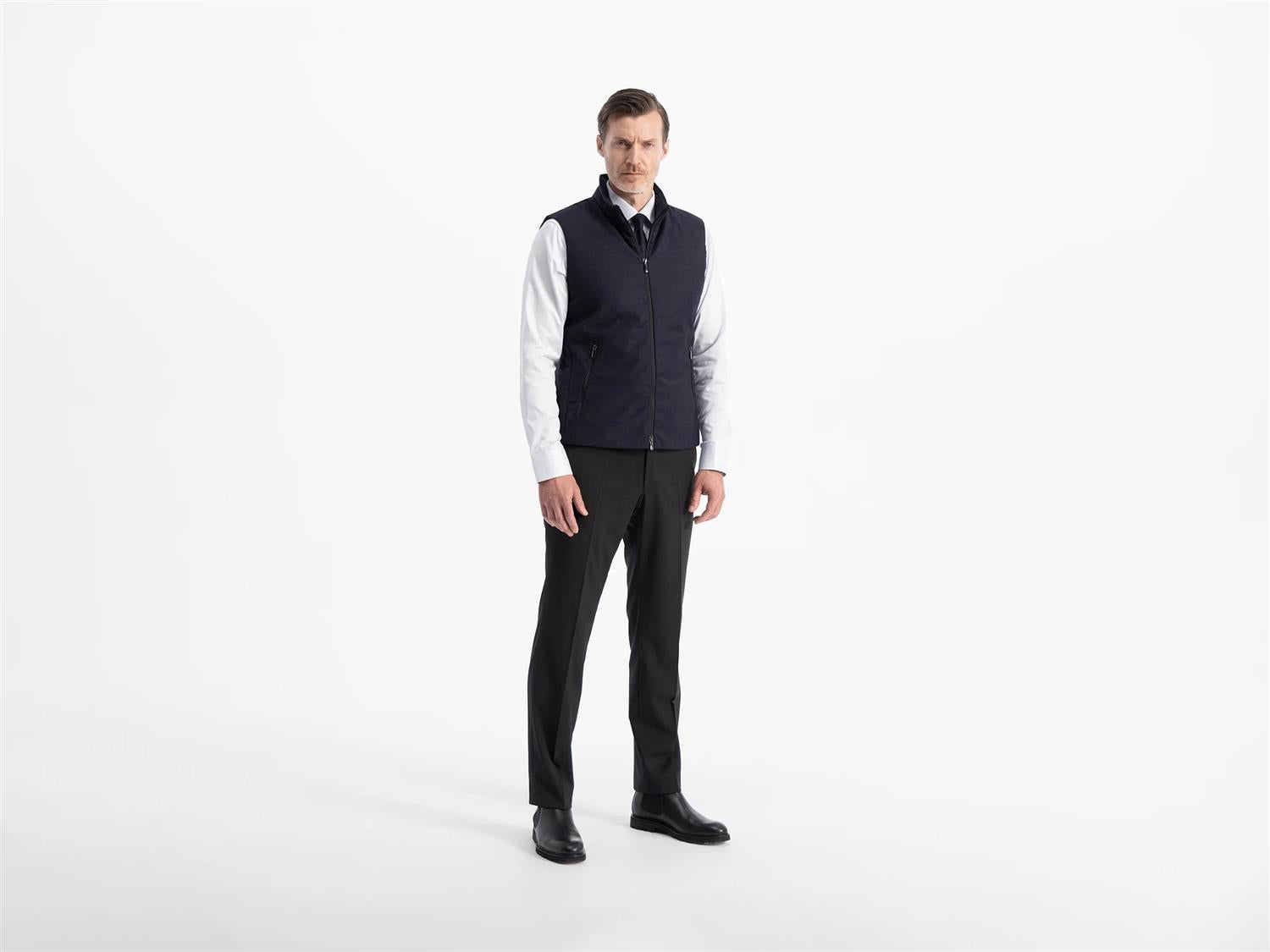 Raptor Savile Vest - Navy Melange Wool