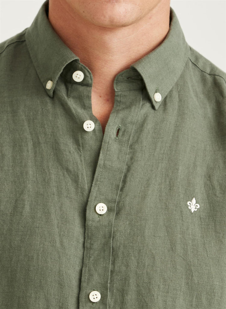 Douglas Linen Shirt -Olive