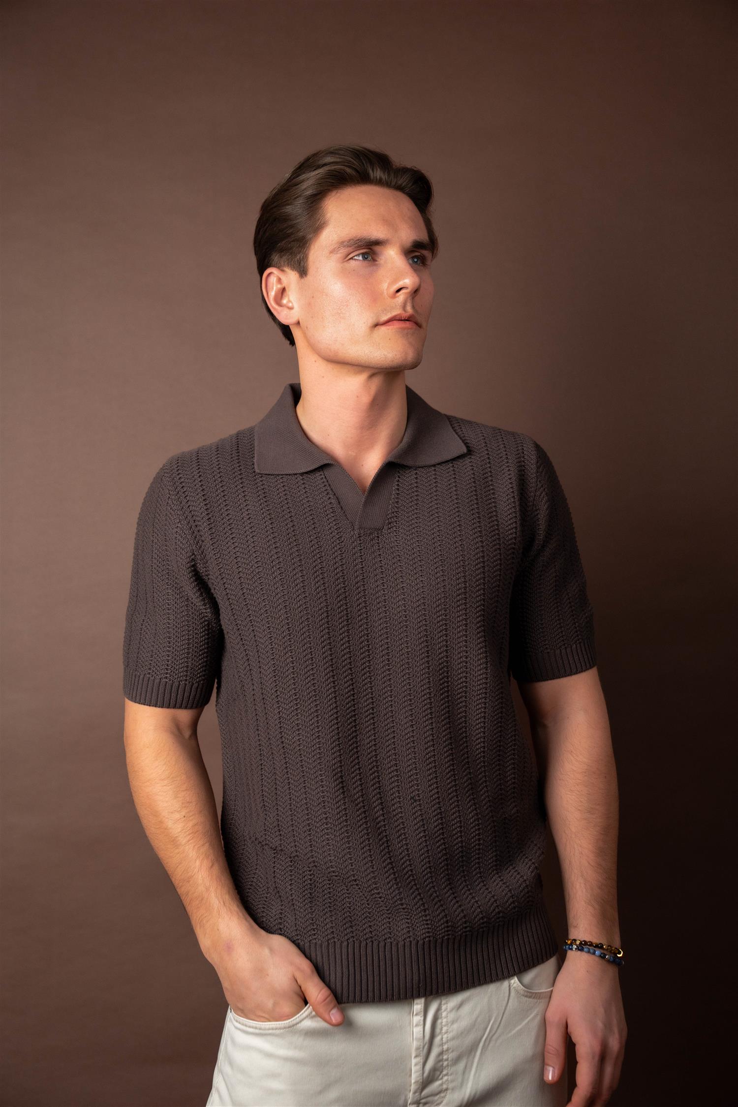 Knitted Polo - Brun