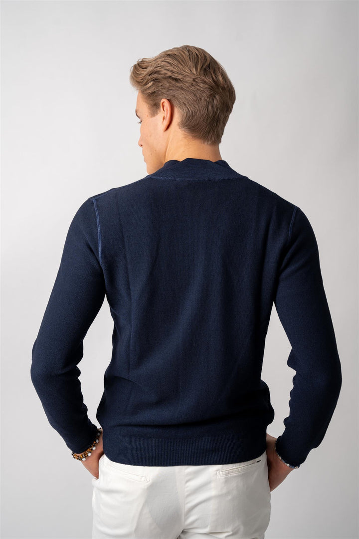 Full Zip Merino Knitted - Navy