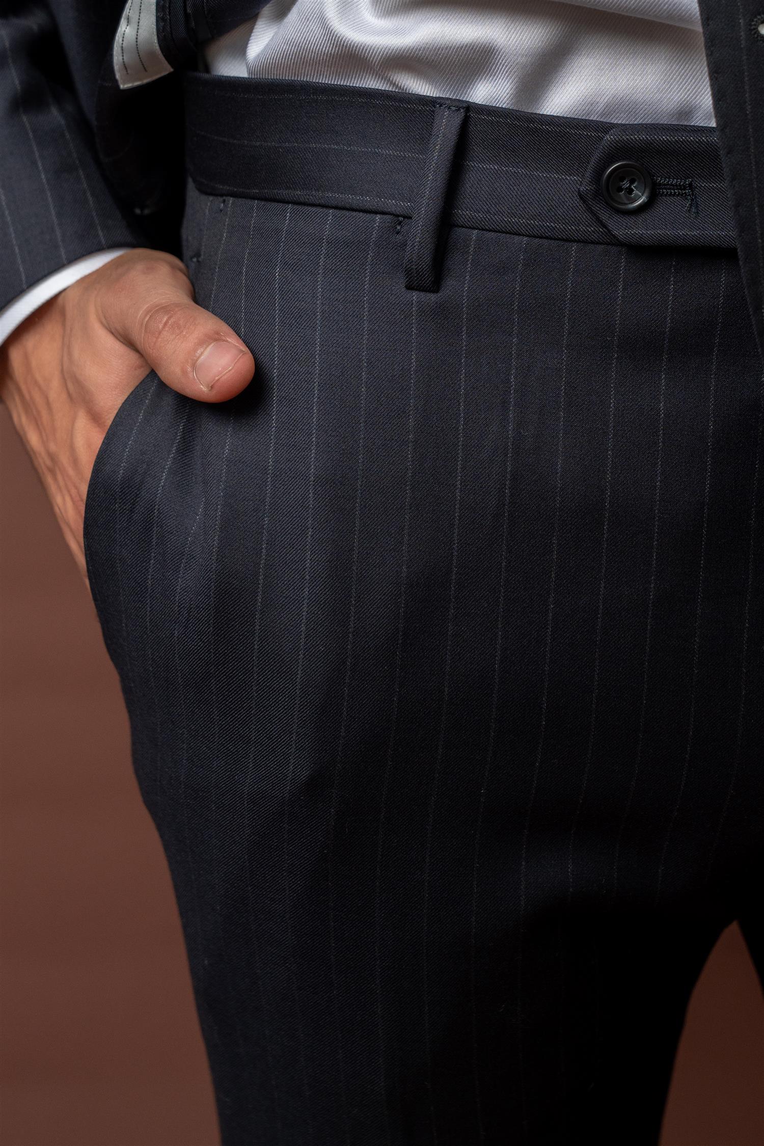 Pinstripe Suit - Navy