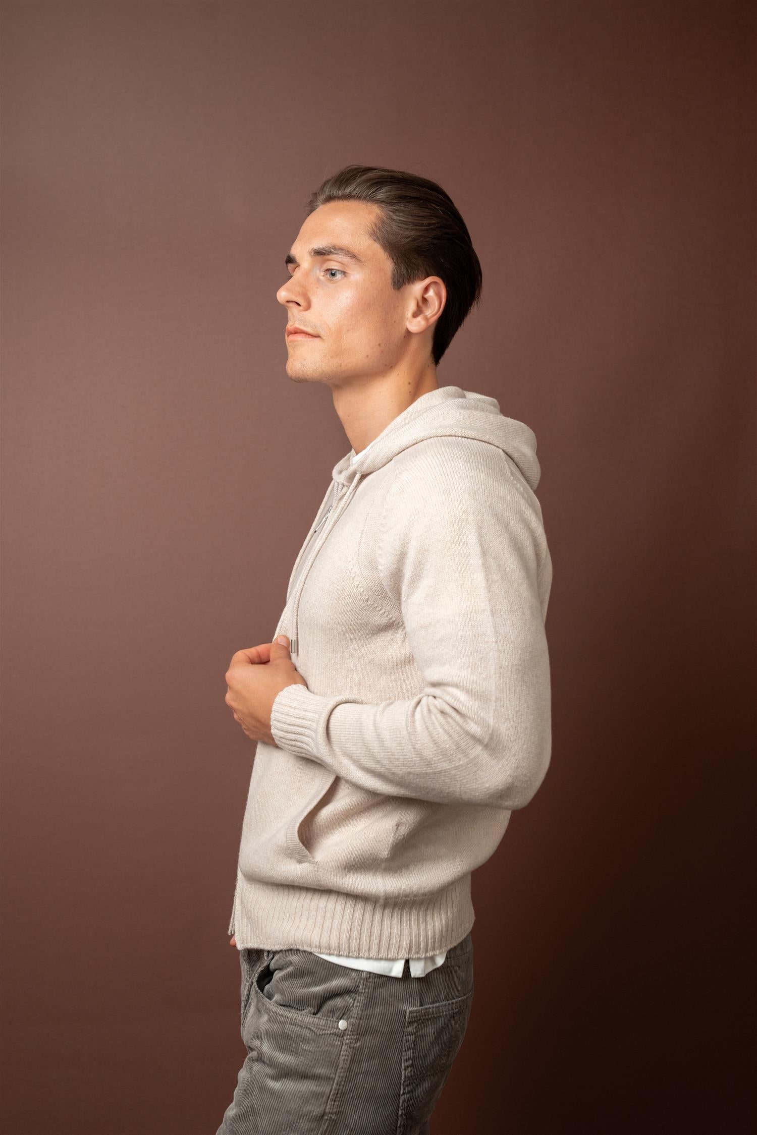 Full Zip Hoodie - Beige