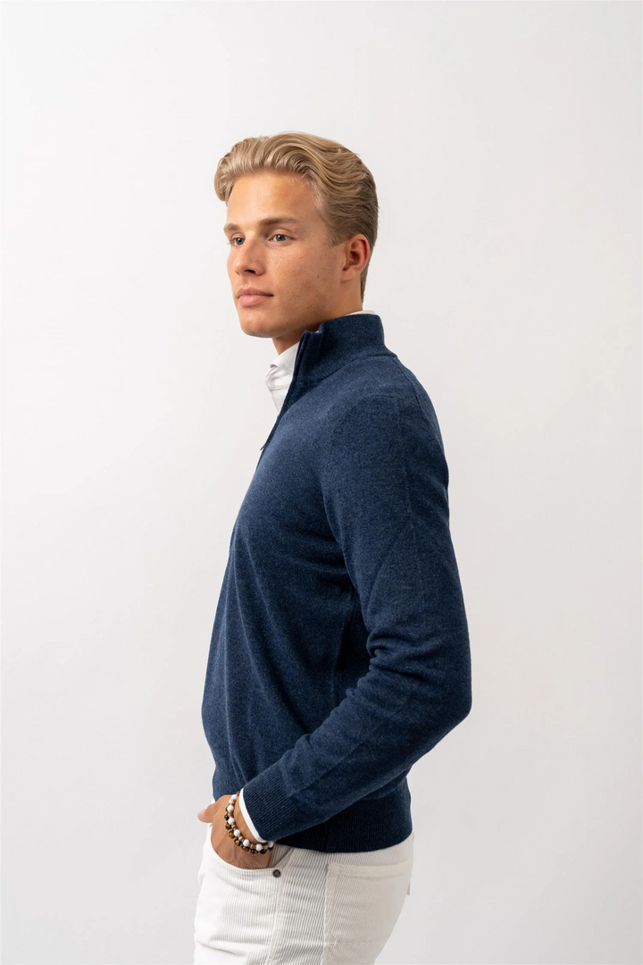 Half Zip Wool-Cashmere - Navy