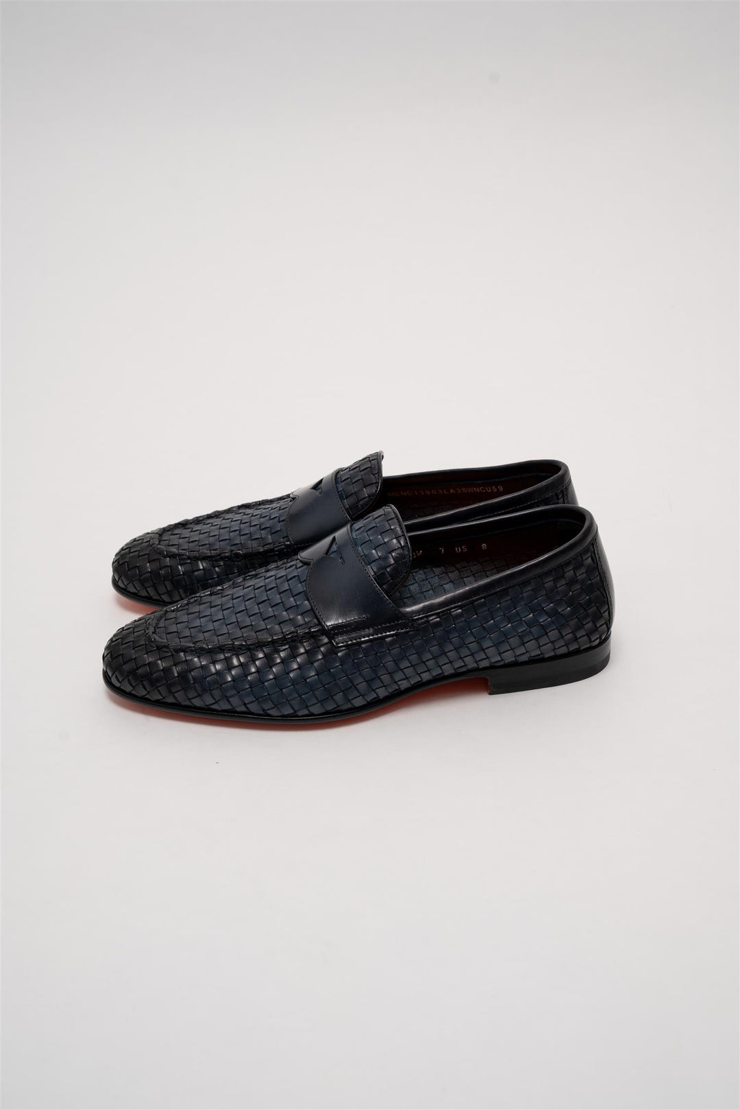 woven leather loafer navy