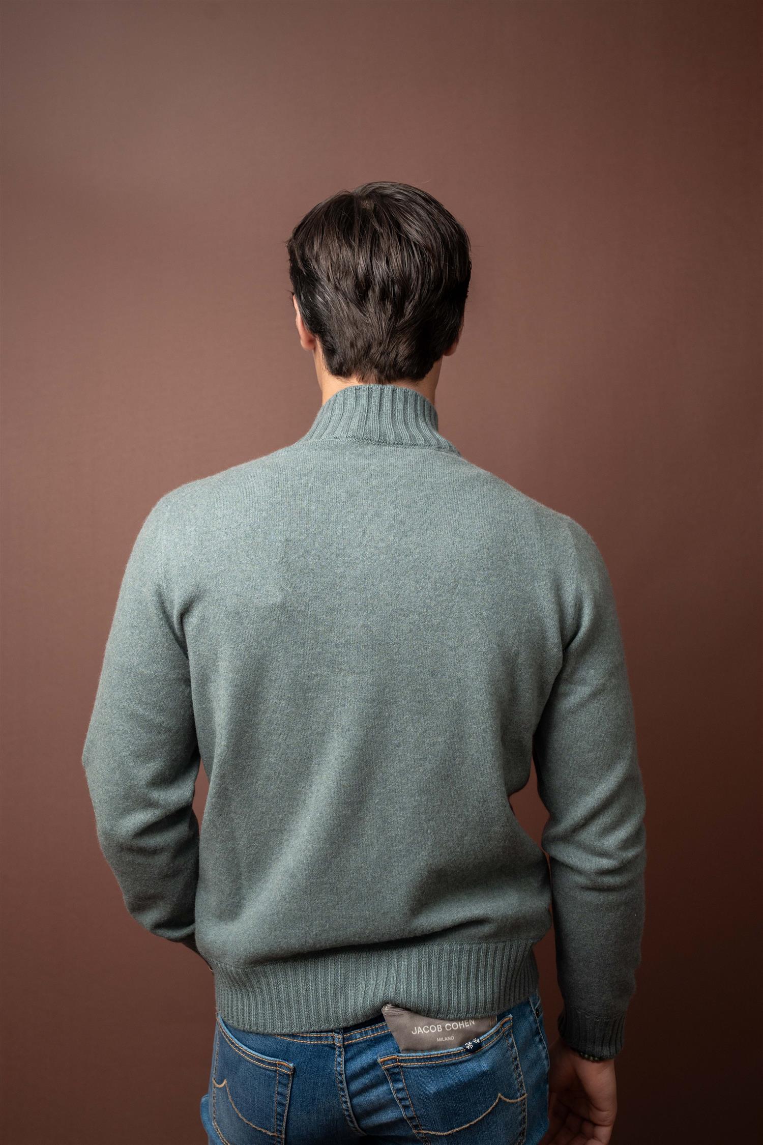 Full Zip - Felted Cashmere - Blue Melange