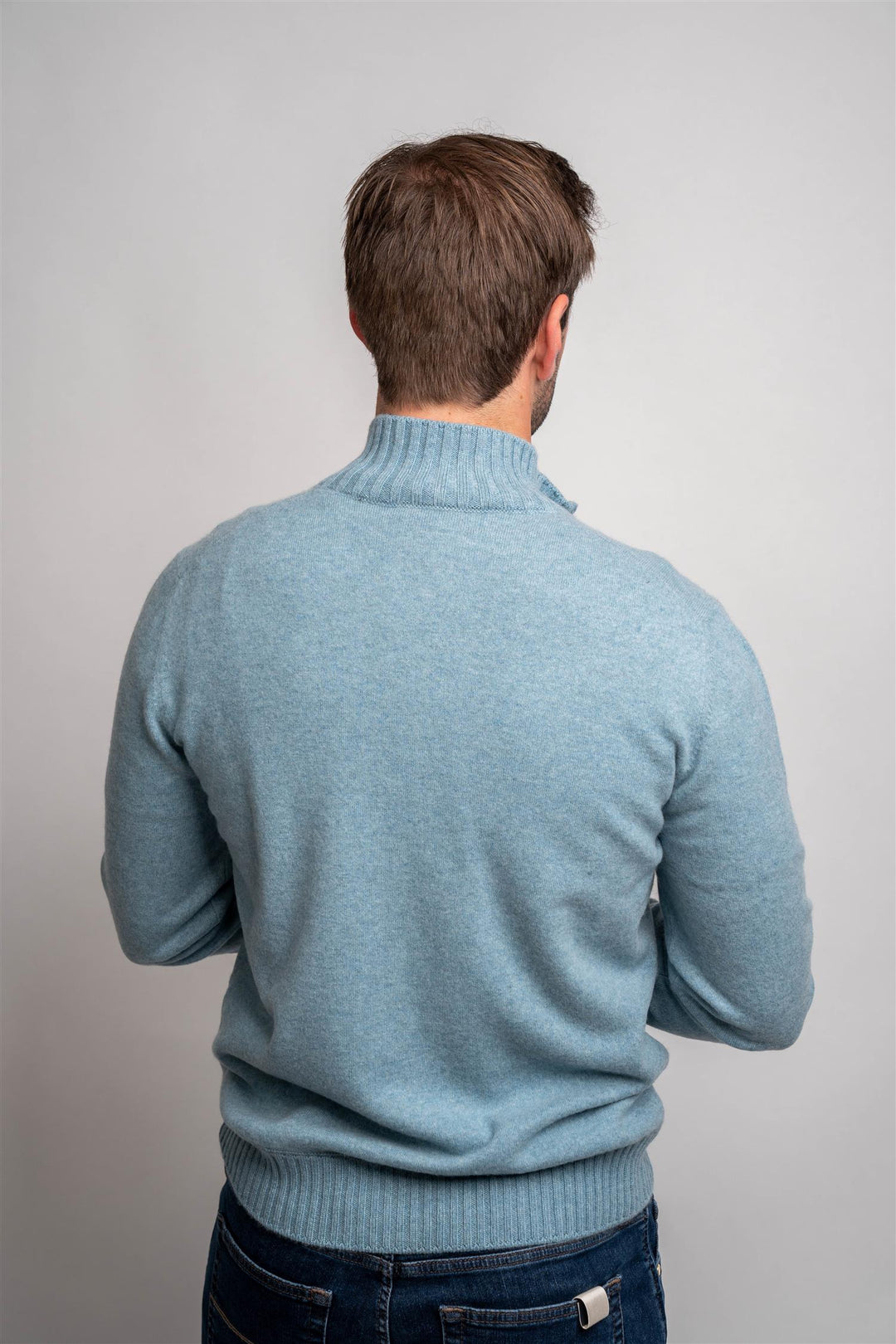 Full Zip Felted Cashmere - Light Blue
