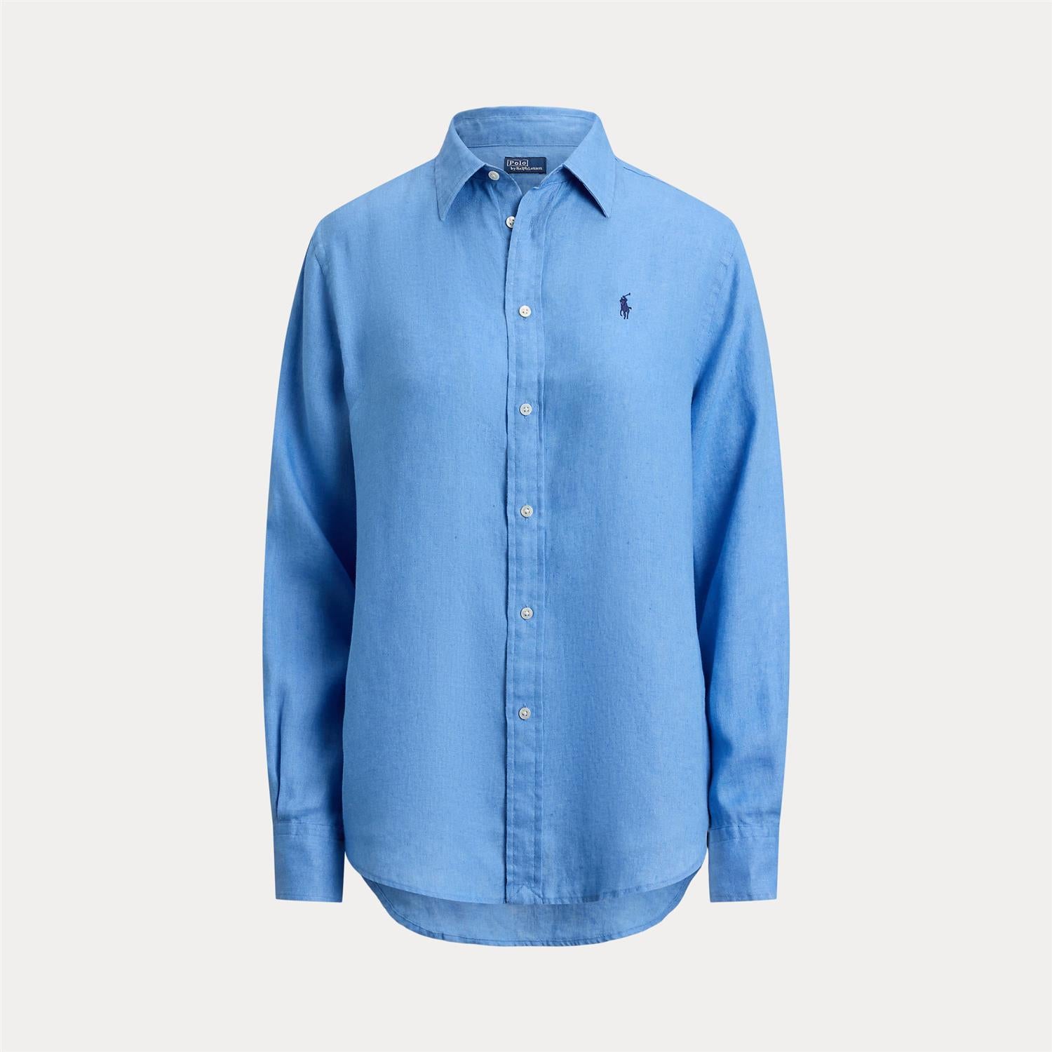 Classic-Long Sleeve-Button Front Shirt Blue