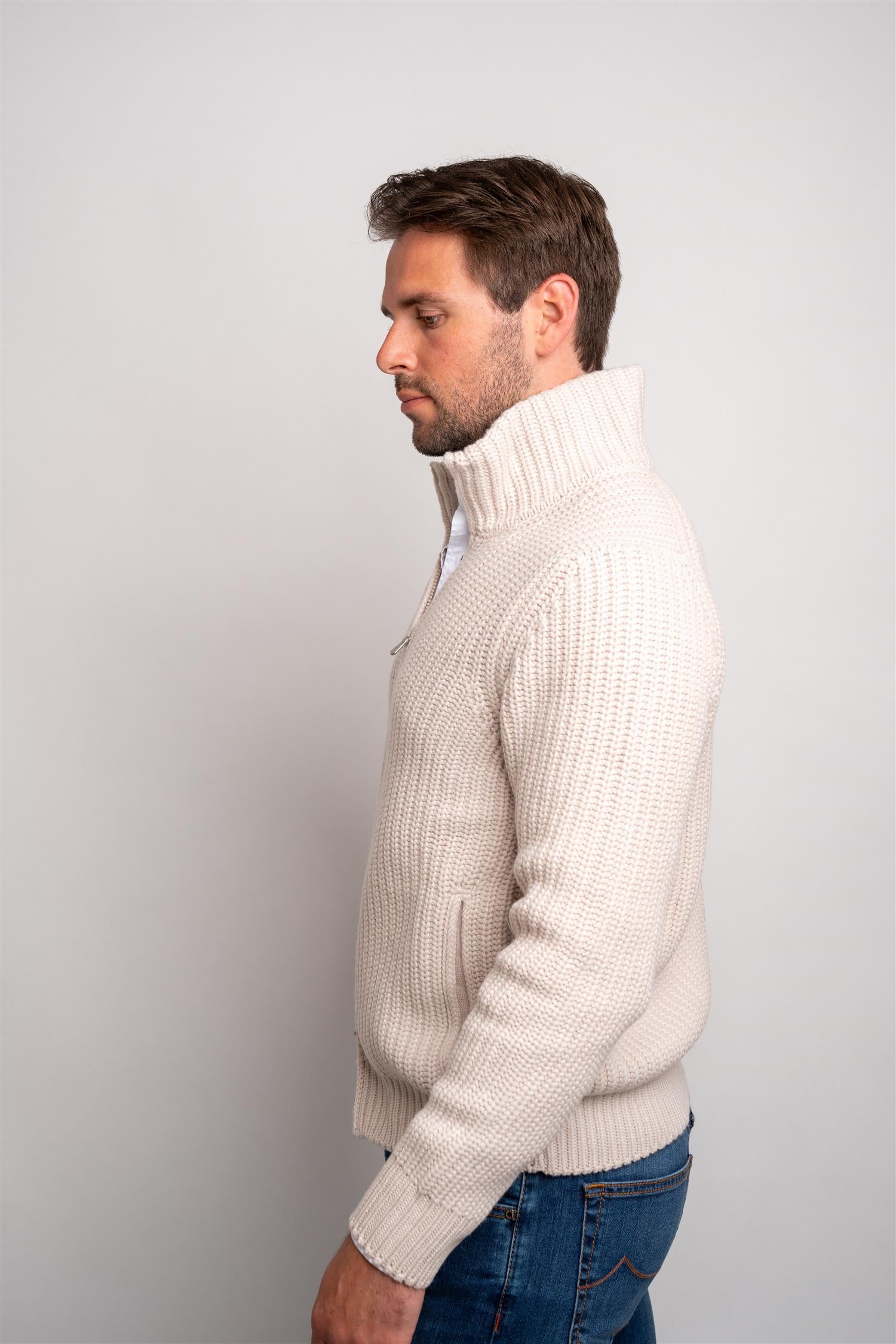 Heavy Knitted Zip - Panna