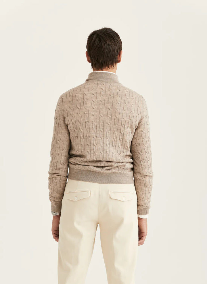 Merino Cable John Zip - Khaki