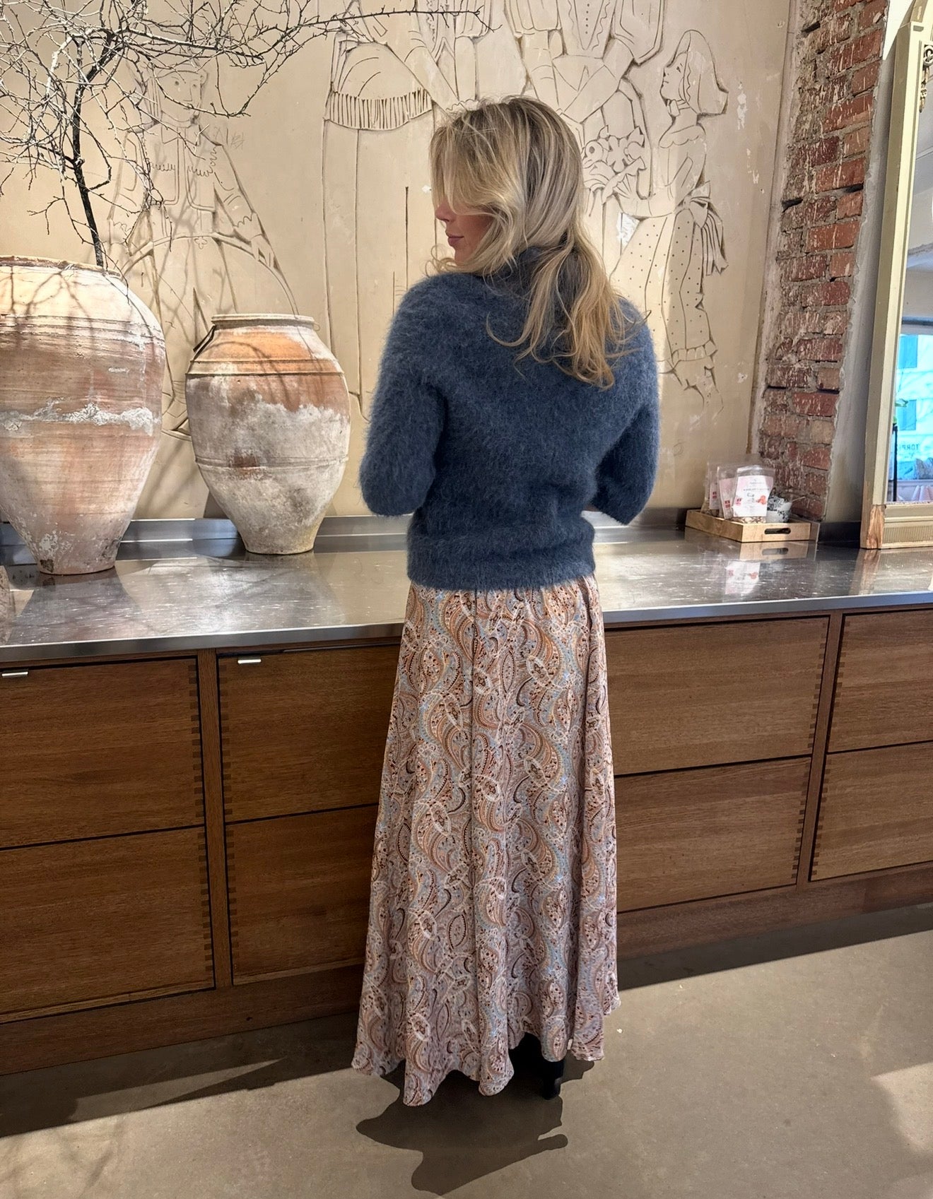 Striped Organza Maxi Skirt Delicate Paisley