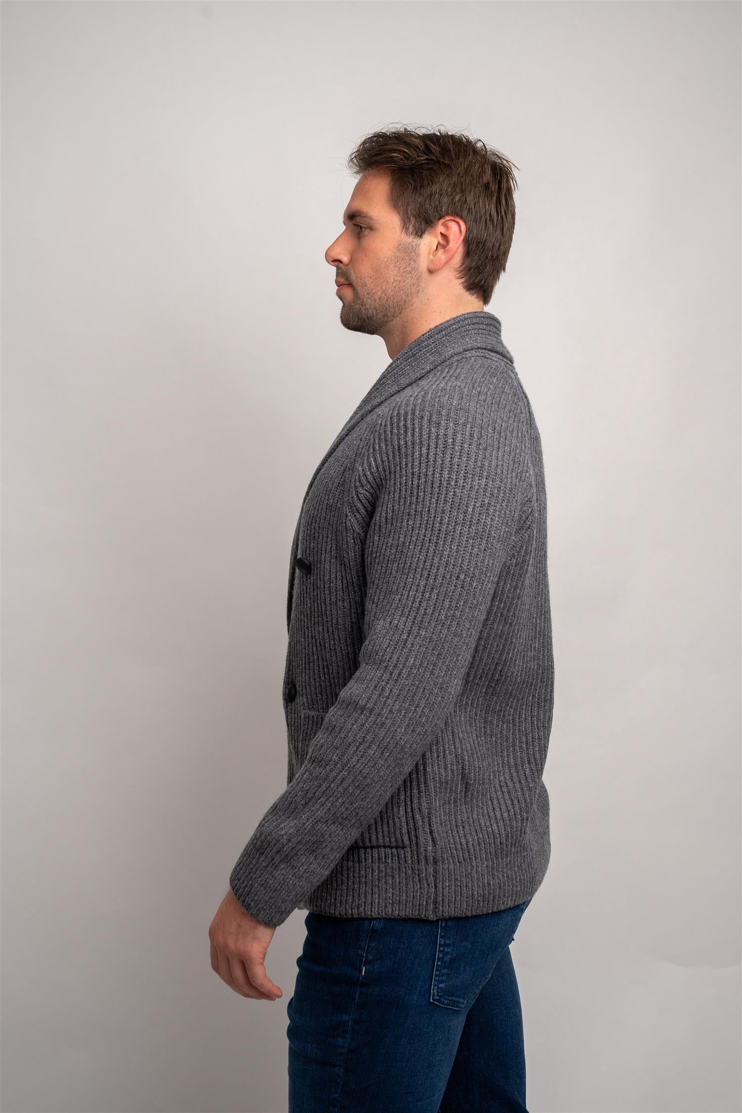 Cardigan Double Breasted - Grey Melange