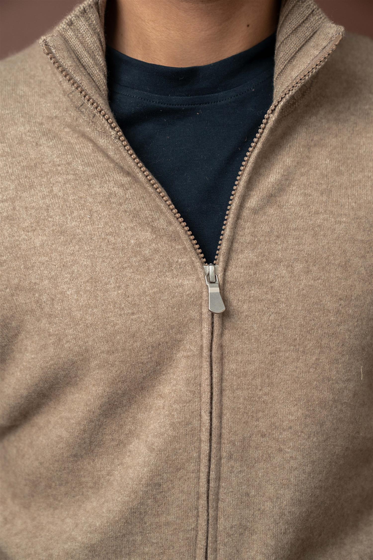 Full Zip - Felted Cashmere - Beige