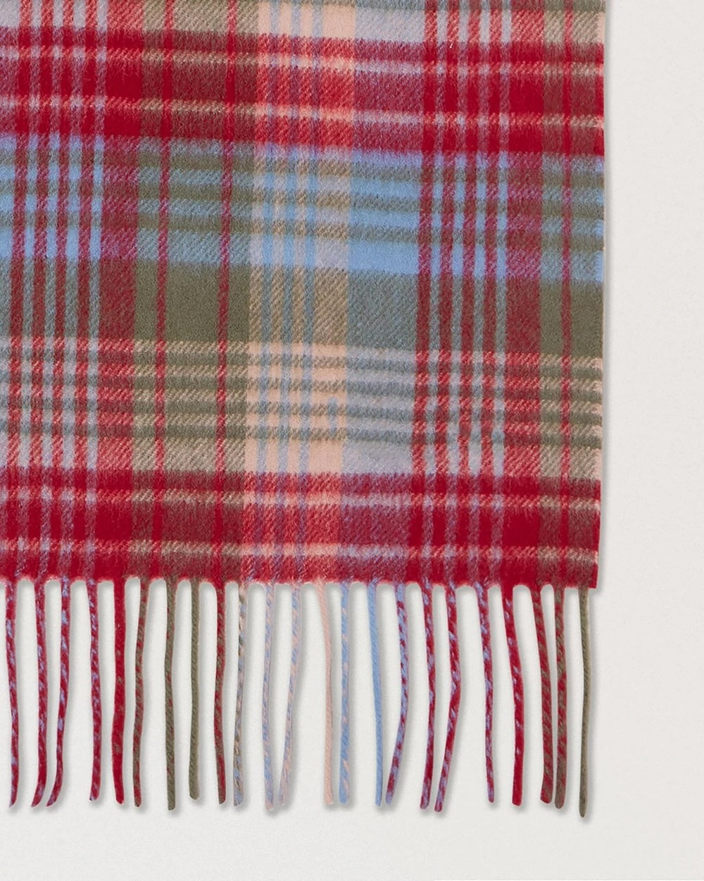 Mulberry Heritage Check Scarf Moss-Sky Blue
