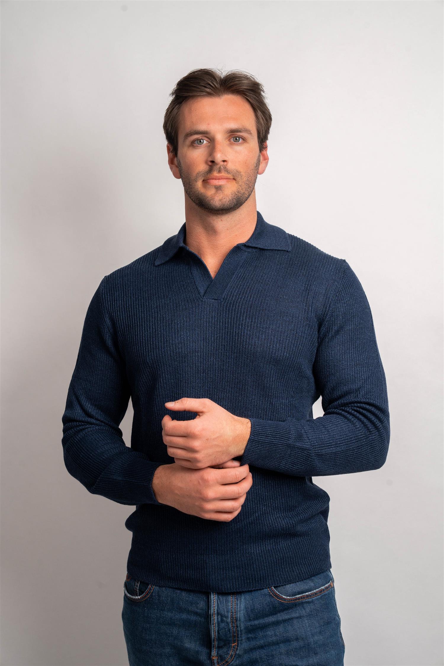 Polo LS Knitted - Navy