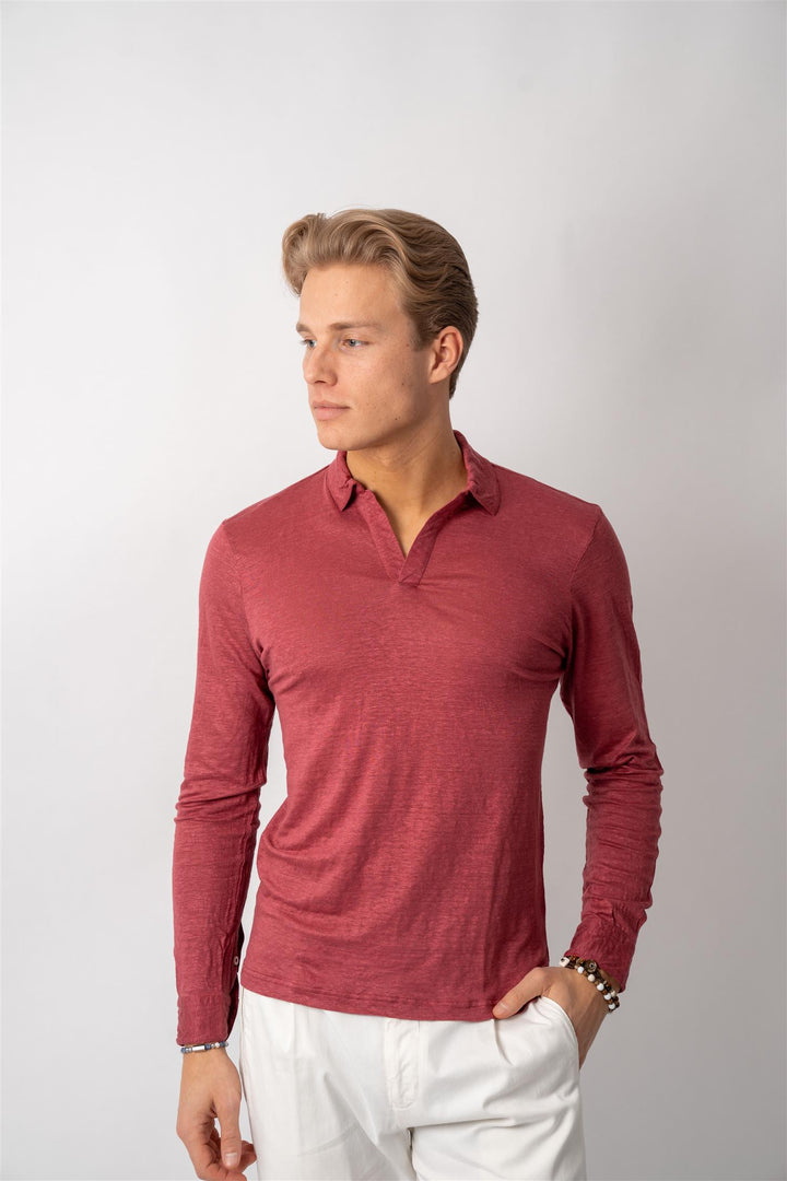 Polo Long Sleeve Linen - Plum