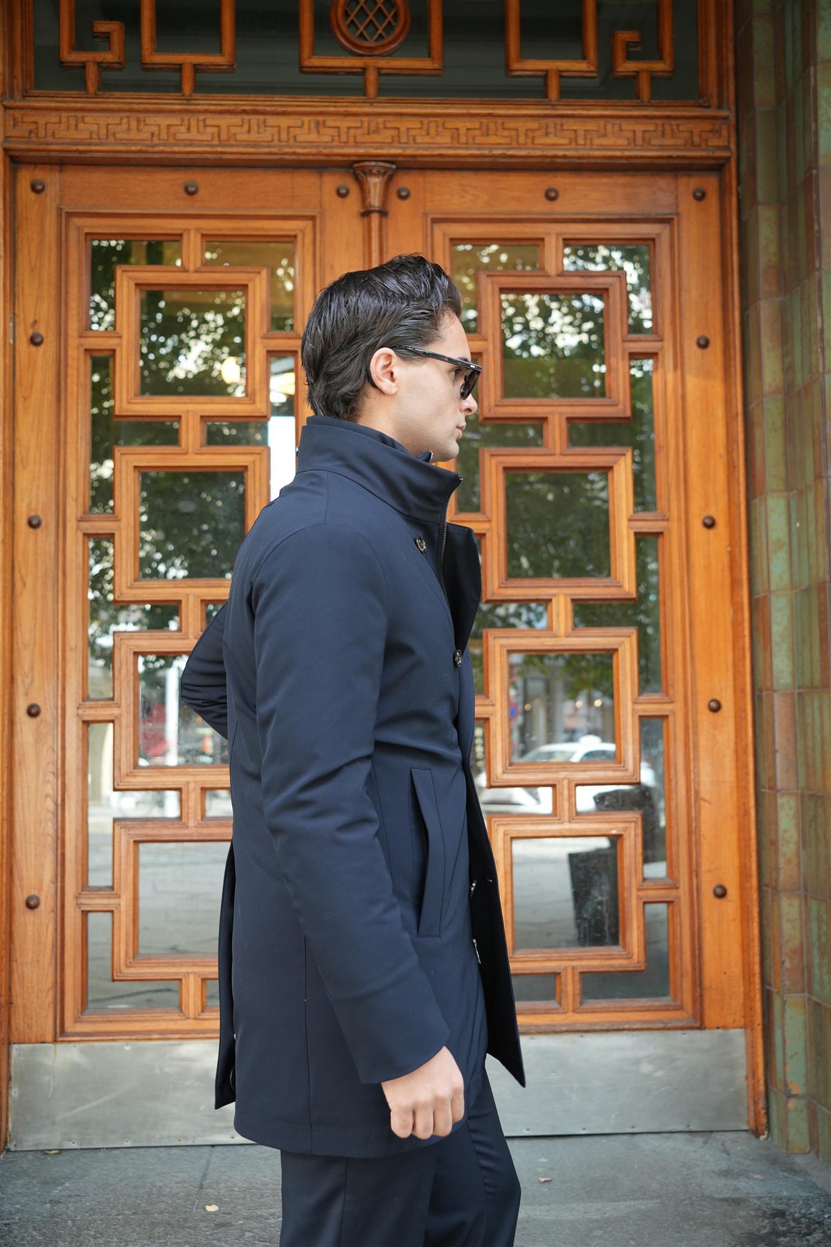 Double Breasted Coat - Navy